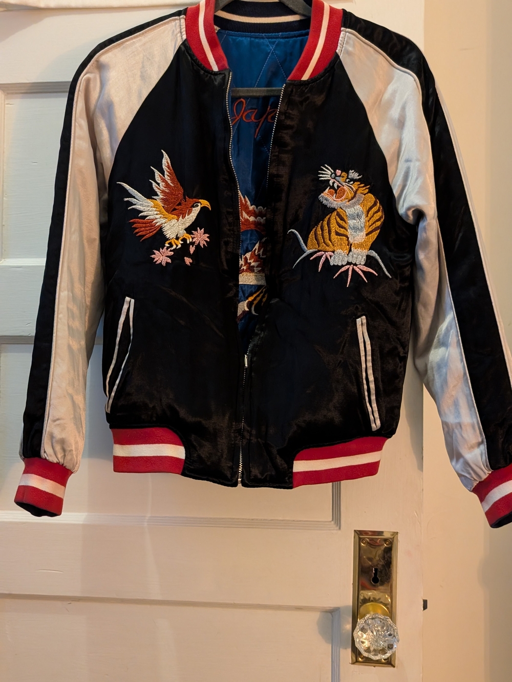 Black & White Embroidered Bomber Jacket - Unbranded